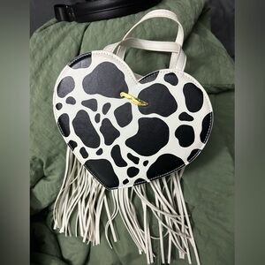 HEART COW PRINT CROSSBODY BAG